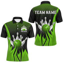 Load image into Gallery viewer, Custom Flame Bowling Polo Shirts For Men &amp; Women Green Bowling Team Jersey BDT456