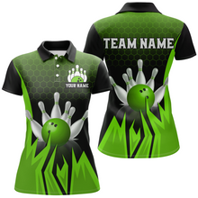 Load image into Gallery viewer, Custom Flame Bowling Polo Shirts For Men &amp; Women Green Bowling Team Jersey BDT456