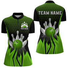 Load image into Gallery viewer, Custom Flame Bowling Quarter-Zip Shirts For Men &amp; Women Green Bowling Team Jersey BDT456