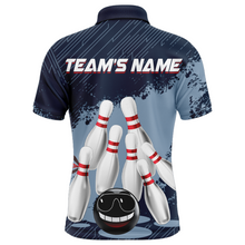 Load image into Gallery viewer, Funny Bowling Shirt For Men Custom Navy Bowling Team League Jersey Bowling Polo Shirt BDT332