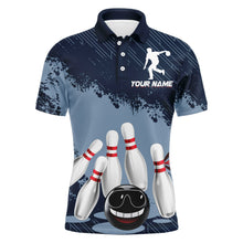 Load image into Gallery viewer, Funny Bowling Shirt For Men Custom Navy Bowling Team League Jersey Bowling Polo Shirt BDT332