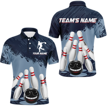 Load image into Gallery viewer, Funny Bowling Shirt For Men Custom Navy Bowling Team League Jersey Bowling Polo Shirt BDT332