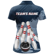 Load image into Gallery viewer, Funny Bowling Shirt For Women Custom Navy Bowling Team League Jersey Bowling Polo Shirt BDT332