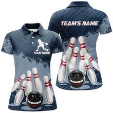 Load image into Gallery viewer, Funny Bowling Shirt For Women Custom Navy Bowling Team League Jersey Bowling Polo Shirt BDT332