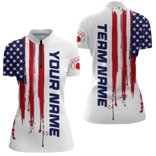 Load image into Gallery viewer, Custom American Bowling 1/4 Zip Shirt For Men Women White Blue Red Bowling Jersey Team BDT517