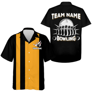 Retro Bowling Shirt for Men & Women Personalized Bowling Hawaiian Jersey Team Uniform BDT545