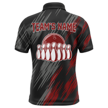 Load image into Gallery viewer, Skull Bowling Polo Shirt For Men Black&amp;Red Bowling Jersey Bowling Team Shirt BDT156