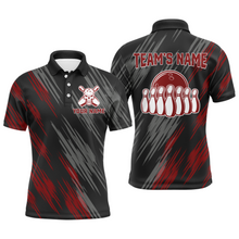 Load image into Gallery viewer, Skull Bowling Polo Shirt For Men Black&amp;Red Bowling Jersey Bowling Team Shirt BDT156