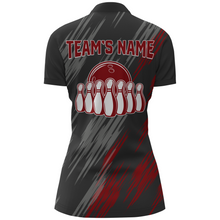 Load image into Gallery viewer, Skull Bowling Quarter-Zip Shirt For Women Black&amp;Red Bowling Jersey Bowling Team Shirt BDT159