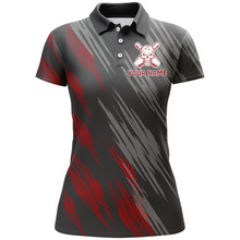 Load image into Gallery viewer, Skull Bowling Polo Shirt For Women Black&amp;Red Bowling Jersey Ladies Bowling Team Shirt BDT157