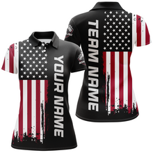 Load image into Gallery viewer, American Flag Bowling Shirt Men &amp; Women Custom Bowling Polo Shirt Bowling Team Jersey BDT420