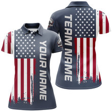 Load image into Gallery viewer, American Flag Bowling Shirt Men &amp; Women Custom Bowling Polo Shirt Bowling Team Jersey BDT420