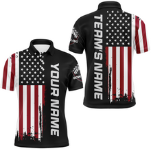 Load image into Gallery viewer, American Flag Bowling Shirt Men &amp; Women Custom Bowling Polo Shirt Bowling Team Jersey BDT420