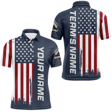 Load image into Gallery viewer, American Flag Bowling Shirt Men &amp; Women Custom Bowling Polo Shirt Bowling Team Jersey BDT420