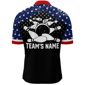 Patriotic Bowling Quarter-Zip Shirt Men Custom Ladies Bowling Team League Jersey USA Bowling Shirt BDT142