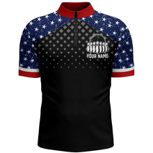 Load image into Gallery viewer, Patriotic Bowling Quarter-Zip Shirt Men Custom Ladies Bowling Team League Jersey USA Bowling Shirt BDT142