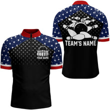 Load image into Gallery viewer, Patriotic Bowling Quarter-Zip Shirt Men Custom Ladies Bowling Team League Jersey USA Bowling Shirt BDT142