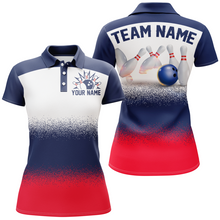 Load image into Gallery viewer, Navy Red White Bowling Shirt For Men &amp; Women Bowling Team Jersey Polo Bowling Outfit BDT575