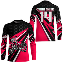 Load image into Gallery viewer, Custom Dirt Bike Jersey Pink UPF30+ Kid Motocross Shirt Boys Girls MX Jersey Men Women Motorcycle PDT596