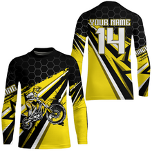 Load image into Gallery viewer, Custom Dirt Bike Jersey Yellow Upf30+ Kid Motocross Shirt Boys Girls MX Jersey Men Women Motorcycle PDT594