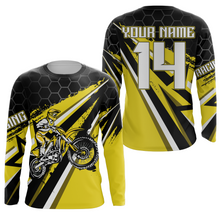 Load image into Gallery viewer, Custom Dirt Bike Jersey Yellow Upf30+ Kid Motocross Shirt Boys Girls MX Jersey Men Women Motorcycle PDT594