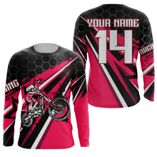 Load image into Gallery viewer, Custom Dirt Bike Jersey Pink UPF30+ Kid Motocross Shirt Boys Girls MX Jersey Men Women Motorcycle PDT596