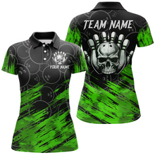 Load image into Gallery viewer, Green Skull Bowling Polo Shirt for Men &amp; Women Custom Funny Bowling Team Jersey BDT470