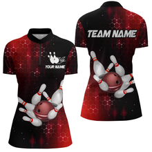 Load image into Gallery viewer, Personalized Red Bowling Shirts Men Women Bowling Team Jersey Custom Bowling 1/4 Zip Shirt BDT488