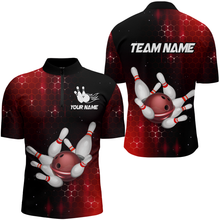 Load image into Gallery viewer, Personalized Red Bowling Shirts Men Women Bowling Team Jersey Custom Bowling 1/4 Zip Shirt BDT488