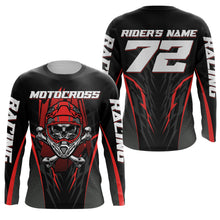 Load image into Gallery viewer, Skull MX Jersey Red Personalized UPF30+ Kid Women Men Dirt Bike Shirt Off-Road Jersey MX Racing PDT667