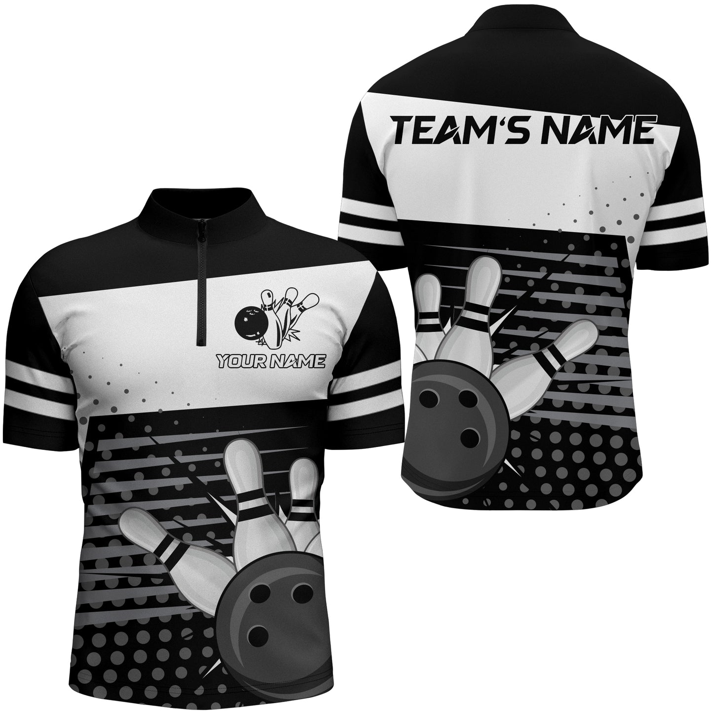 Bowling Quarter-Zip Shirts For Men Bowling Team Jersey Custom Bowling Shirt BDT222