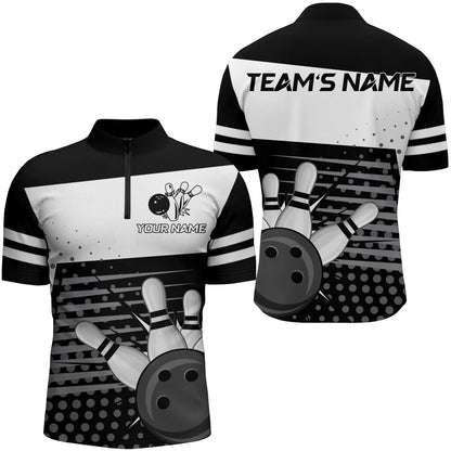 Bowling Quarter-Zip Shirts For Men Bowling Team Jersey Custom Bowling Shirt BDT222
