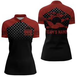 Custom Bowling Shirts With Name Bowling Team Jersey Women Bowling Quarter-Zip Shirt BDT329