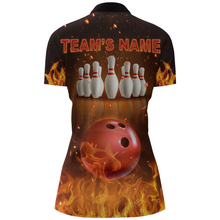 Load image into Gallery viewer, Personalized Women&#39;s Bowling Team Shirt Flame Bowling Jersey Custom Funny Bowling 1/4 Zip Shirt BDT330