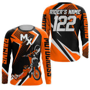 Personalized MX Jersey Kid Men Women UPF30+ Dirt Bike Shirt Freestyle Orange Motocross Off-Road PDT609