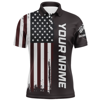 Patriotic Bowling Polo Shirt For Men American Flag Bowling Team Jersey Custom Bowling Shirts BDT263