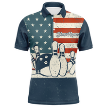 Load image into Gallery viewer, Navy Bowling Shirt Men American Bowling Jersey Team League Custom Bowling Polo Shirt BDT279