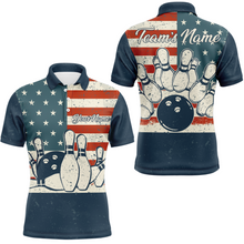 Load image into Gallery viewer, Navy Bowling Shirt Men American Bowling Jersey Team League Custom Bowling Polo Shirt BDT279