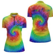 Load image into Gallery viewer, Tie Dye Bowling Quarter-Zip Shirt For Women Personalized Bowling Jersey Bowling Team Shirts BDT253