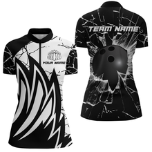 Load image into Gallery viewer, Custom Black&amp;White Bowling Jersey Team League Bowling Shirts Men And Women Quarter-Zip BDT522