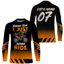 Load image into Gallery viewer, Kid Custom Motocross Jersey Forget Toys I Just Wanna Ride Dirt Bike UPF30+ Youth Racing Motorcycle NMS955