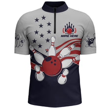 Load image into Gallery viewer, American Flag Bowling Quarter-Zip Shirt For Men Custom Bowling Team League Jersey BDT186