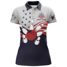 Load image into Gallery viewer, American Flag Bowling Polo Shirts For Women Custom Bowling Team League Jersey For Ladies BDT185