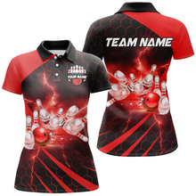 Load image into Gallery viewer, Custom Bowling Jersey For Couples Red Bowling Polo Shirts For Men And Women BDT491