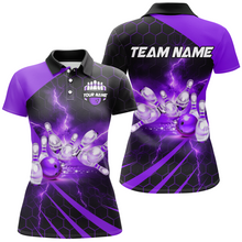 Load image into Gallery viewer, Custom Bowling Jersey For Couples Purple Bowling Polo Shirts For Men And Women BDT491