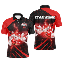 Load image into Gallery viewer, Custom Bowling Jersey For Couples Red Bowling Polo Shirts For Men And Women BDT491