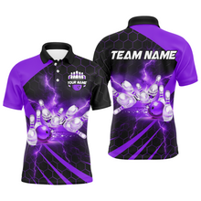 Load image into Gallery viewer, Custom Bowling Jersey For Couples Purple Bowling Polo Shirts For Men And Women BDT491