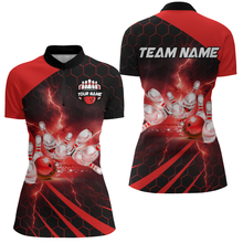 Load image into Gallery viewer, Custom Bowling Jersey For Couples Red Bowling Polo Shirts For Men And Women BDT491