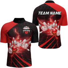 Load image into Gallery viewer, Custom Bowling Jersey For Couples Red Bowling Polo Shirts For Men And Women BDT491
