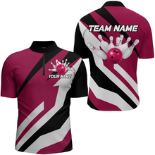 Load image into Gallery viewer, Pink Bowling Shirts Unisex Custom Bowling Jersey Men &amp; Women 1/4 Zip Bowling Team League BDT553